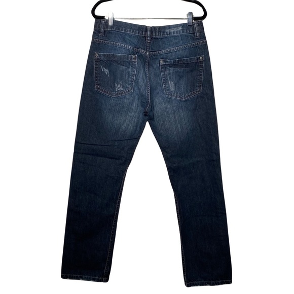 Free Planet Men’s Straight Leg Distressed Blue Jeans, Size 32/32 - Picture 2 of 12